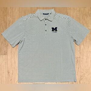 NWT University of Michigan Alumni Cutter & Buck Performance Polo Striped XL